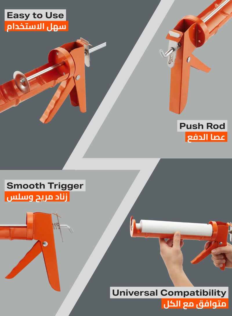 LAWAZIM Pro7 Heavy Duty Caulking Gun -30cm- Precision Manual Silicone Sealant Tube Applicator Adhesive Cartridge Caulk Dispenser - for Professional Plumbing Tile grouting Home Use Window and Kitchen Sink - Image 3